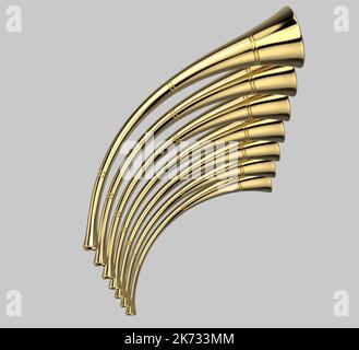 7 Sieben Trompeten Goldene Adventbibel Offenbarung Warnhorn 3D Illustration Stockfoto