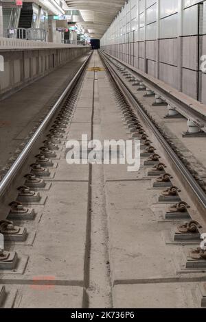 New York U-Bahn-Station, Blick von On the Tracks, New York City, New York, USA Stockfoto