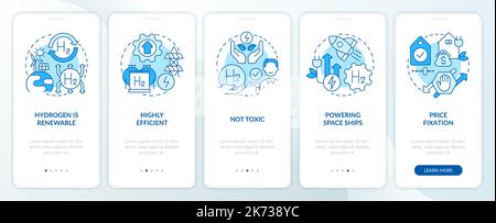 Wasserstoff profitiert von blauem Onboarding-Bildschirm der mobilen App Stock Vektor