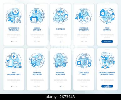 Vorteile des h2 Blue Onboarding Mobile App Screen Sets Stock Vektor