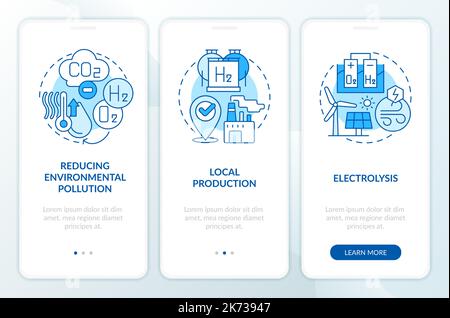 Vorteile des blauen Onboarding-Bildschirms der mobilen App von h2 Stock Vektor