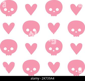 Vektor nahtloses Muster von Schädel und Herz Stock Vektor