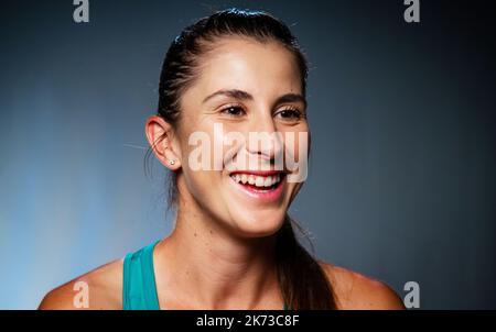 Guadalajara, Mexiko - 15. Oktober 2022, Belinda Bencic aus der Schweiz bei einem Videodreh vor dem WTA Guadalajara Open Akron WTA 1000 Tennisturnier 2022 am 15. Oktober 2022 in Guadalajara, Mexiko - Foto: Rob Prange/DPPI/LiveMedia Stockfoto