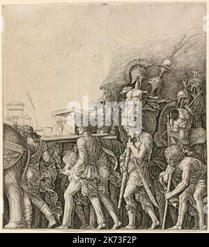 Workshop von Andrea Mantegna der Triumph des Caesars: Soldaten, die Trophäen tragen ; 1497/1498; Gravur auf Büttenpapier; Stockfoto