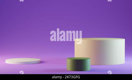 Moderne weiße und grüne Produktanzeige Podium-Szene. Podest Podium 3D Render Stockfoto