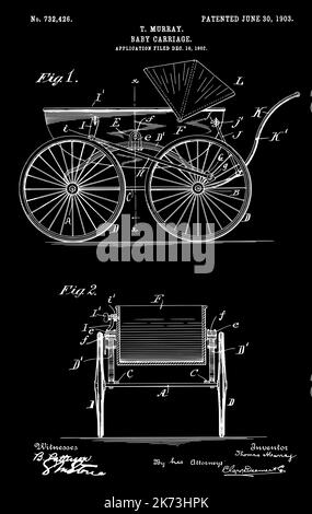 1903 Vintage Baby Carriage Patent Stock Vektor