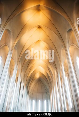 Innenraum der Hallgrimskirkja-Kirche, Reykjavik, Island, Skandinavien, Europa Stockfoto