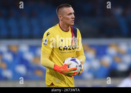 Neapel, Italien. 16 Oktober 2022. Lukasz Skorupski von Bologna FC während der Serie Ein Spiel zwischen SSC Napoli und Bologna FC im Stadio Diego Armando Maradona Neapel Italien am 16. Oktober 2022. Kredit:Franco Romano/Alamy Live Nachrichten Stockfoto