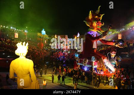 Die Ausgabe 133. des Karnevals von Nizza am 11. Februar 2017 in Nizza, im Südosten Frankreichs. Stockfoto