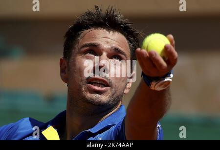 Der Schweizer Stan Wawrinka im Kampf gegen Jiri Vesely Stockfoto