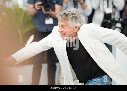 Die Schauspielerin Emmanuelle Seigner, der Regisseur Roman Polanski und die Schauspielerin Eva Green nehmen an der Fotoschau „Based on A True Story“ während der jährlichen Filmfestspiele von Cannes 70. im Palais des Festivals Teil Stockfoto