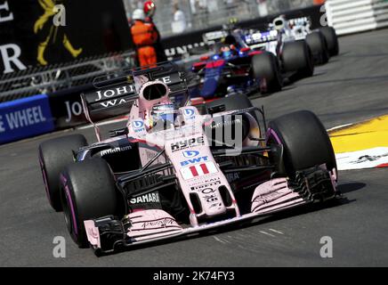 11 Sergio Perez (Force India) Monaco Formel-1-Grand-Prix auf der Rennstrecke von Monte Carlo in Monaco, am 28. Mai 2017 Stockfoto