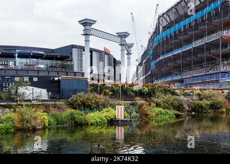 Bauarbeiten am Regents Canal am King's Cross, London, Großbritannien Stockfoto