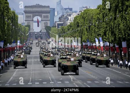 Jährliche Militärparade am 14. Juli 2017 auf der Champs-Elysées in Paris. Stockfoto