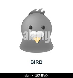 Vogelsymbol. 3D Illustration aus der Tierkopfsammlung. Creative Bird 3D-Symbol für Webdesign, Vorlagen, Infografiken und mehr Stock Vektor