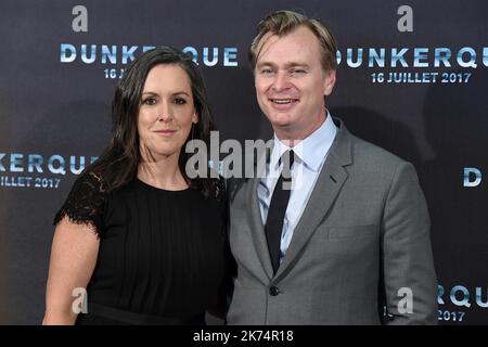 Emma Thomas und Christopher Nolan Dunkerque le 16/07/2017. Foto Marc Demeure/La Voix du Nord Dunkerque, Frankreich, juli 16. 2017 Premiere von Dunkirk Stockfoto