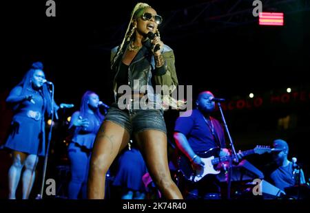 Mary J Blige au Nice Jazz Festival Nice le 19/07/2017 Mary J Blige tritt während ihrer Show beim Nice Jazz Festival am 19. Juli 2017 auf Stockfoto