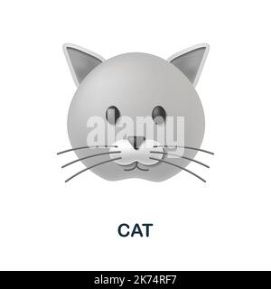 CAT-Symbol. 3D Illustration aus der Tierkopfsammlung. Creative Cat 3D-Symbol für Webdesign, Vorlagen, Infografiken und mehr Stock Vektor