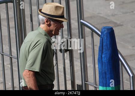 Venedig, am 17. August 2017. Clint Eastwood ist als Regisseur des Films zu sehen: "The 15:17 to Paris" Ein Film über die wahre Geschichte des Terroranschlags auf einem Thalys-Zug von Amsterdam nach Paris im August 2015 mit den US-Helden Anthony Sadler und Spencer Stone Stockfoto