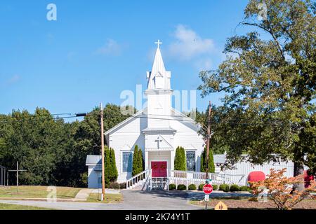 Wilsonville, Alabama, USA-Sept. 30, 2022: Wilsonville United Methodist Church, gegründet 1869, ist die älteste Kirche, die noch in Wilsonville steht Stockfoto