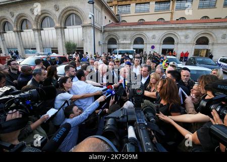 Der 1.. Oktober 2017 Marseille: Tödlicher Messerangriff am Bahnhof bei einem Messerangriff am Bahnhof Saint Charles in Marseille sind zwei Menschen getötet worden. Stockfoto