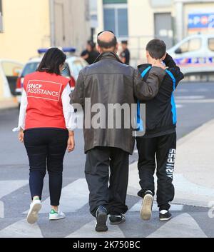 Der 1.. Oktober 2017 Marseille: Tödlicher Messerangriff am Bahnhof bei einem Messerangriff am Bahnhof Saint Charles in Marseille sind zwei Menschen getötet worden. Stockfoto