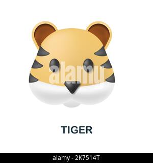 Tiger-Symbol. 3D Illustration aus der Tierkopfsammlung. Creative Tiger 3D-Symbol für Webdesign, Vorlagen, Infografiken und mehr Stock Vektor