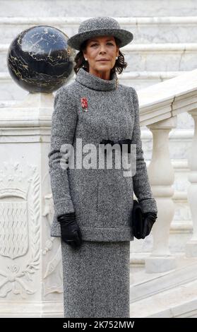 Départ du palais princier la princesse Caroline Monaco, nov 19. 2017 Zeremonien des Nationaltages mit fürstlicher Familie Stockfoto