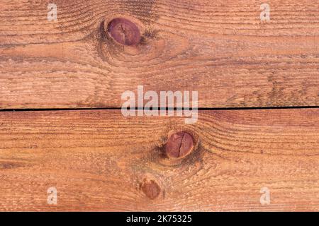 Horizontal aus braunen Holzbrettern als Hintergrund Vorderansicht aus nächster Nähe lackiert Stockfoto