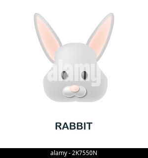 Kaninchen-Symbol. 3D Illustration aus der Tierkopfsammlung. Creative Rabbit 3D-Symbol für Webdesign, Vorlagen, Infografiken und mehr Stock Vektor