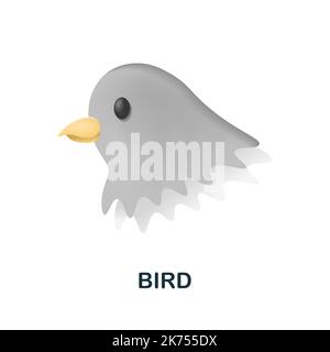 Vogelsymbol. 3D Illustration aus der Tierkopfsammlung. Creative Bird 3D-Symbol für Webdesign, Vorlagen, Infografiken und mehr Stock Vektor
