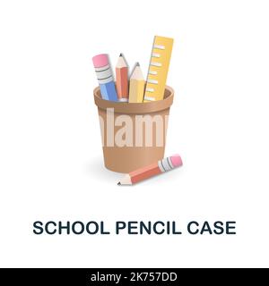 Case-Symbol für den Schulstift. 3D Illustration aus der Schulsammlung. Creative School Pencil Case 3D Symbol für Webdesign, Vorlagen, Infografiken Stock Vektor