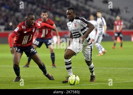 Firmin Mubele . 9 . Boubakary Soumaré . 33 . Während des Spiels Lille OSC gegen Stade Rennais Ligue 1 im Stade Pierre-Mauroy, Lille Stockfoto