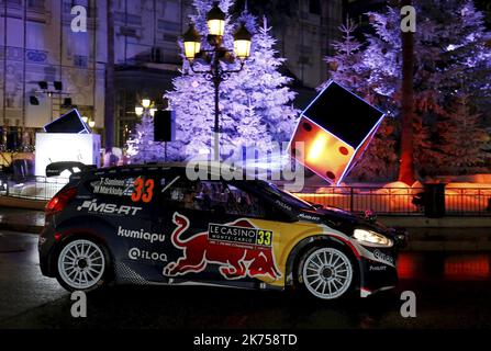 M-Sport Ford Fiesta World Rally Team LE 25/01/2018 Beginn der Saison-Eröffnung der Rallye Monte Carlo am 25. Januar 2017 in Monte Carlo, Monaco. Stockfoto