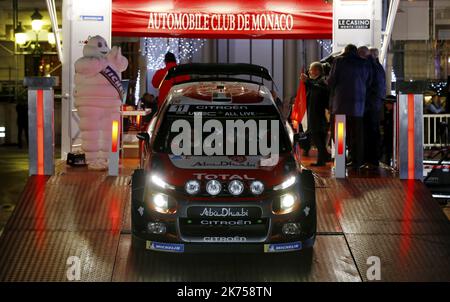 11- Craig Breen et Scott Martin - Croen C23 WRC LE 25/01/2018 Beginn der Rallye Monte Carlo zur Saisoneröffnung am 25. Januar 2017 in Monte Carlo, Monaco. Stockfoto