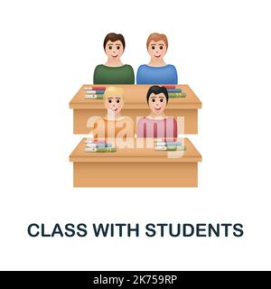 Symbol „Klasse mit Studenten“. 3D Illustration aus der Schulsammlung. Creative Class mit Studenten 3D Symbol für Webdesign, Vorlagen, Infografiken Stock Vektor