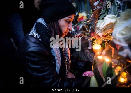 Feierlicher marsch nach der brutalen Tötung des Holocaust-Überlebenden Mireille Knoll letzte Woche, am 28. März 2018. Stockfoto