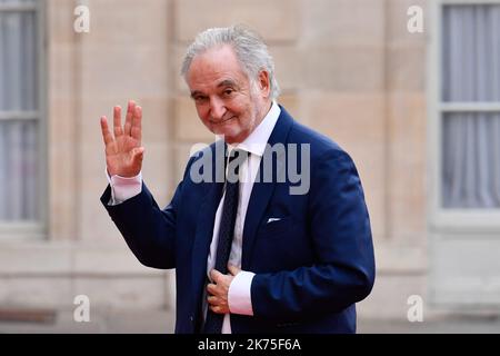 Jacques Attali zu Ehren des Prinzen Mohamed bin Salman bin Abdulaziz Al Saoud zum Abendessen im Elysee-Palast Stockfoto