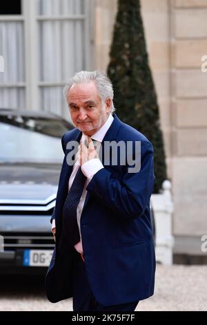 Jacques Attali zu Ehren des Prinzen Mohamed bin Salman bin Abdulaziz Al Saoud zum Abendessen im Elysee-Palast Stockfoto