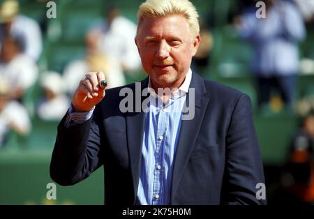 Boris Becker reçoit sa bague 'Hall of Fame' Monte-Carlo Tennis Rolex Masters 2018 Boris Becker Stockfoto
