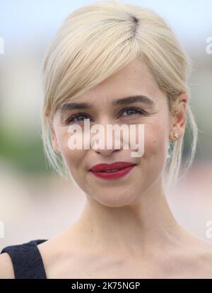 Emilia Clarke nimmt an der Fotoschau für Solo: A Star Wars Story während der jährlichen Filmfestspiele von Cannes 71. Teil. Stockfoto