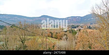 Panorama von Vilanova de Sau, Comarca del Osona, Barcelona, Katalonien, Spanien, Europa Stockfoto