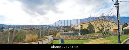 Panorama von Vilanova de Sau, Comarca del Osona, Barcelona, Katalonien, Spanien, Europa Stockfoto