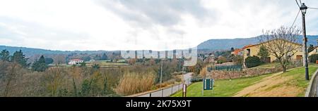 Panorama von Vilanova de Sau, Comarca del Osona, Barcelona, Katalonien, Spanien, Europa Stockfoto