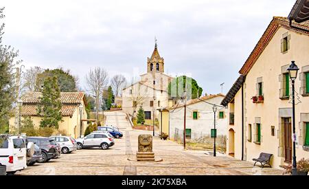 Panorama von Vilanova de Sau, Comarca del Osona, Barcelona, Katalonien, Spanien, Europa Stockfoto