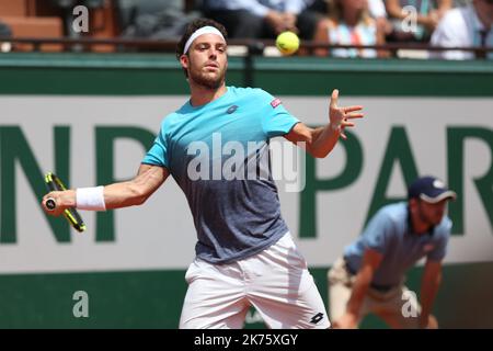 Marco Cecchinato während der French Open 2018 - Roland Garros - Halbfinale am 8. Juni 2018. Stockfoto