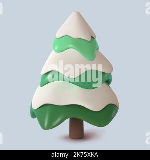 Abstrakter Weihnachtsbaum im Schnee. vektorgrafik 3D. Frohes neues Jahr und Frohe Weihnachten. Stock Vektor