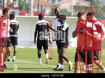 OGC Nizza erstes Training der Saison 2018-2019 mit neuem Trainer Patrick Vieira beim OGC Nice Training Ground & Academy Stockfoto