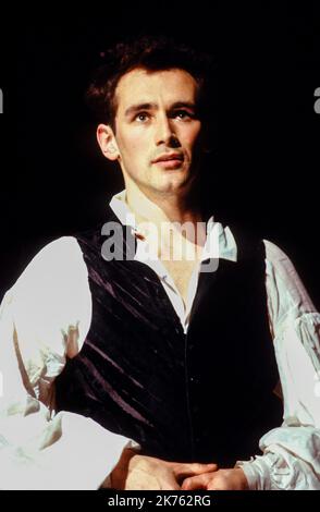 Mark Rylance (Percy Bysshe Shelley) in BLUTIGER POESIE von Howard Brenton im Royal Court Theatre, London SW1 12/04/1988 Design: Kenny Miller Beleuchtung: Rick Fisher Regie: Max Stafford-Clark Stockfoto