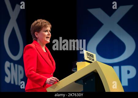 SNP Conference 2022, Aberdeen. Grundsatzrede der ersten Ministerin Nicola Sturgeon Stockfoto